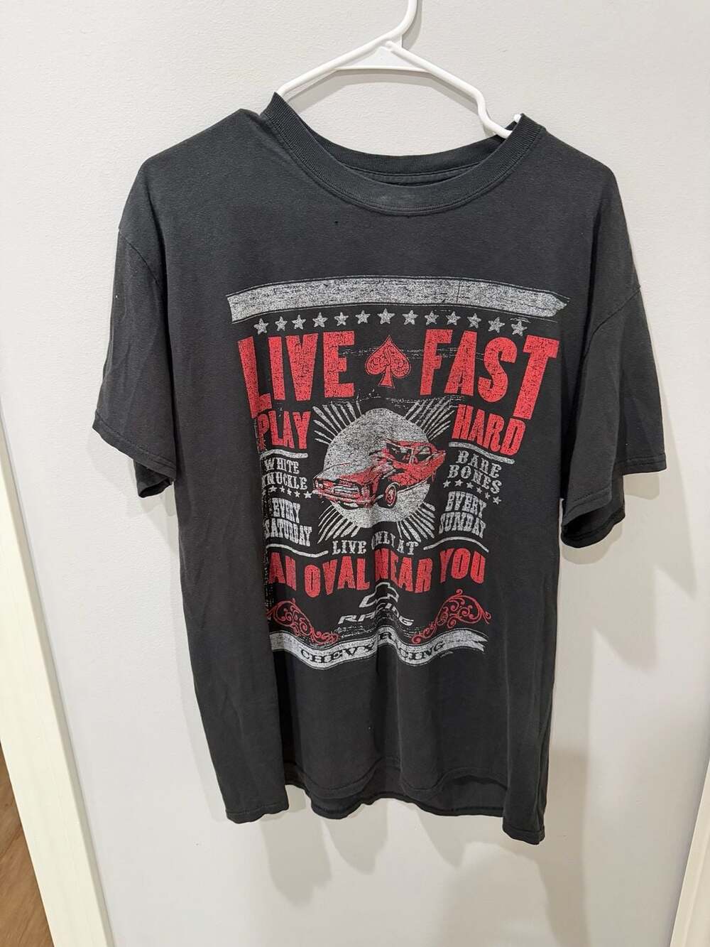Chevy Racing Live Fast Play Hard Graphic T-Shirt Black size XL